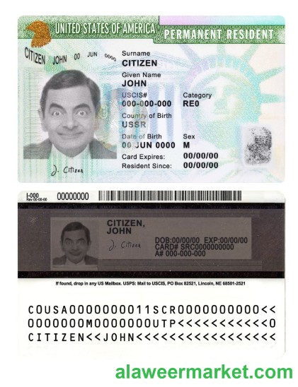 USA green card, permanent resident card